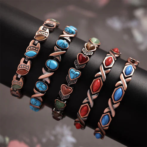 Antique-finish copper-colored magnetic bracelet