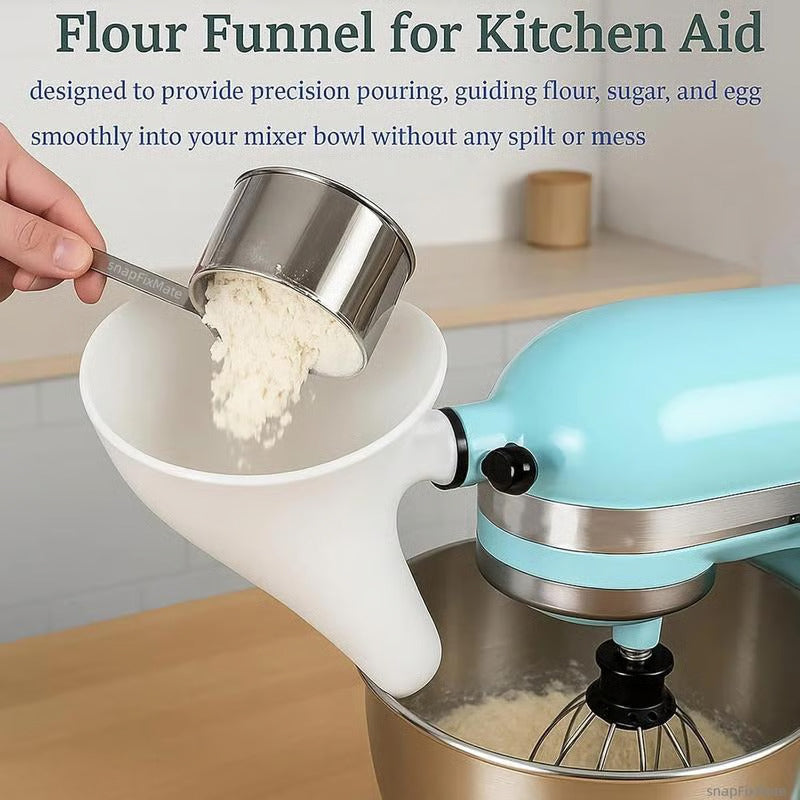 Flour hopper for a vertical mixer