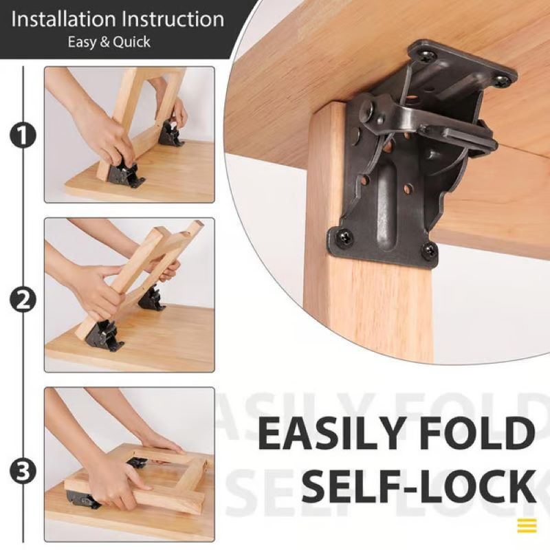 Table support self-locking hinge