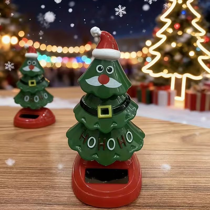 Solar-powered dancing Christmas tree car ornament