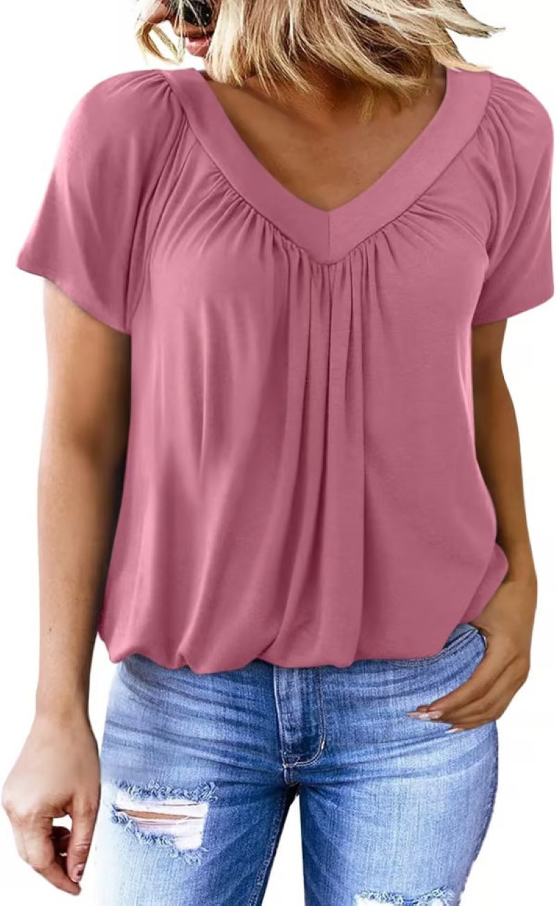 ✨Women's Casual Short Sleeve V Neck Basic T-shirts