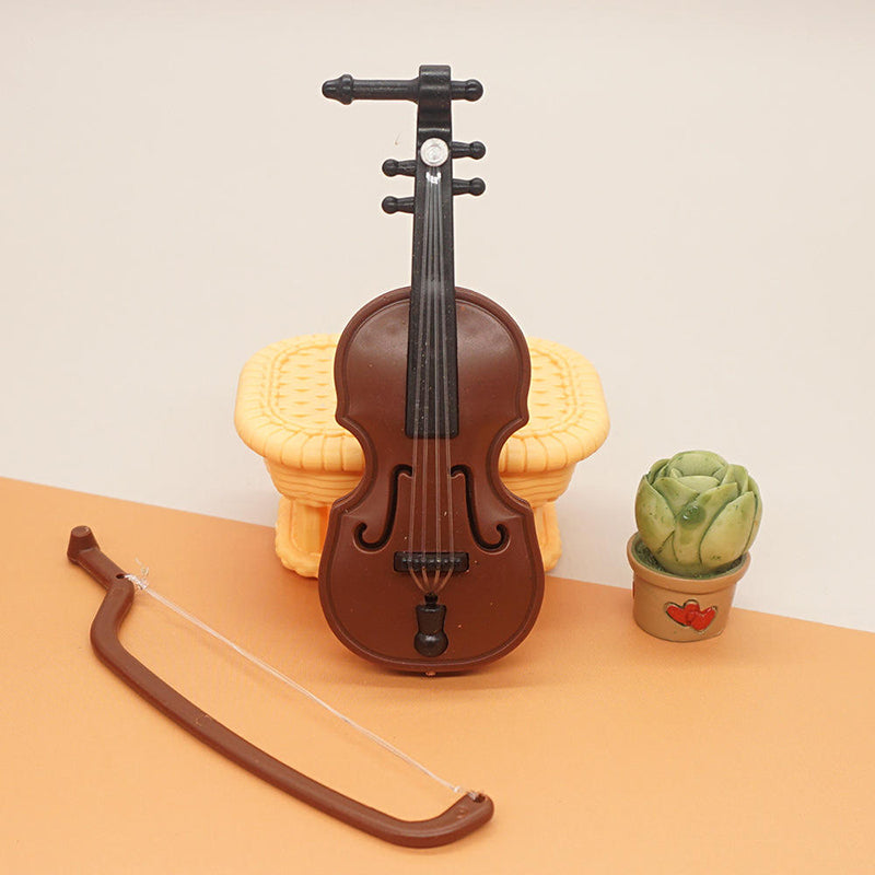 Mini Wooden Violin with Bow-Cute Decorative Piece