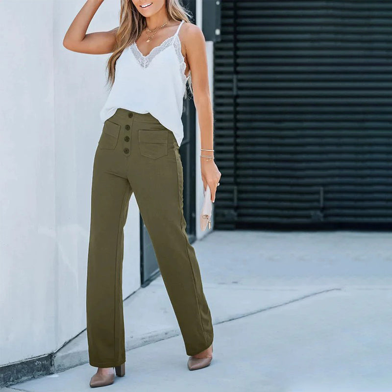 Multi Pocket High Elastic Pants