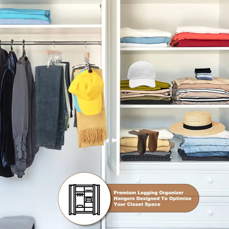 Space-saving multi-hook clothes hanger