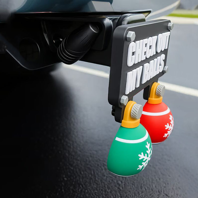 Funny "Check out my balls" Christmas tow hook set