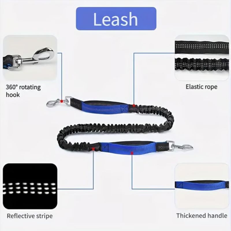 Hands Free Dog Leash with Zipper Bag