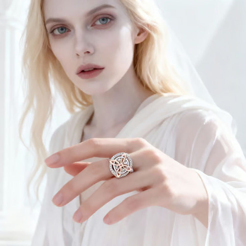 Handcrafted Alloy Witch's Knot Amulet Ring