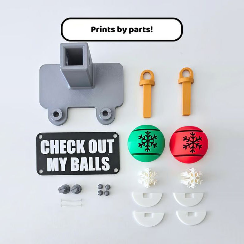 Funny "Check out my balls" Christmas tow hook set