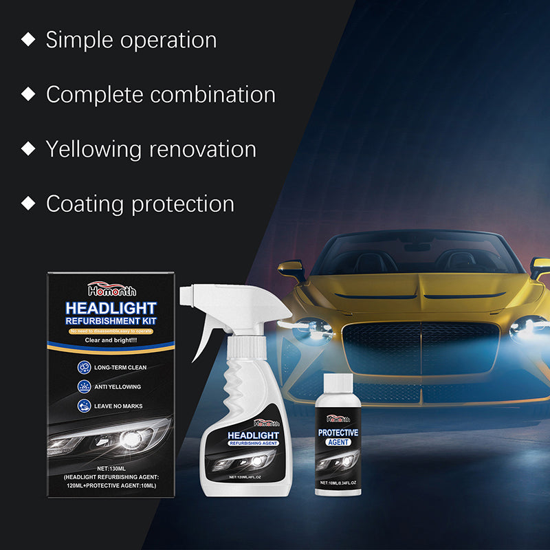 Yellowing atomized scratch care spray for headlights