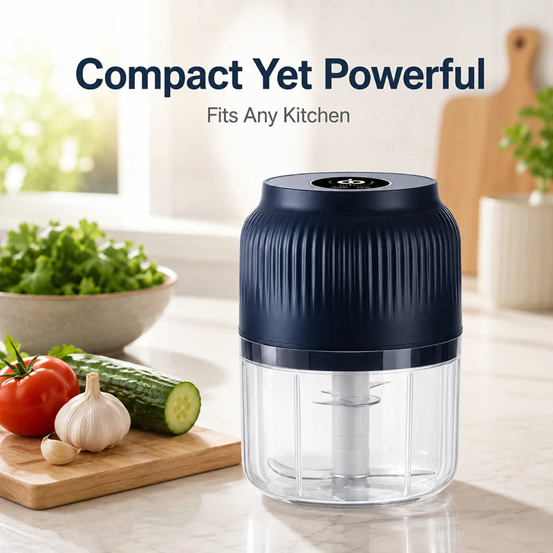 Electric mini-chopper – Prepare garlic and vegetables with a single press