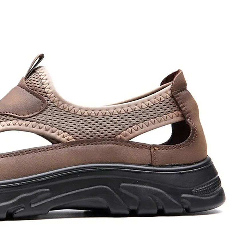 Openwork knitted mesh sandals
