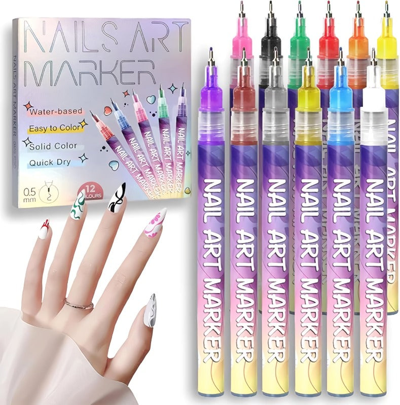 ⏳12 Pcs Colorful Nail Art Pen Set🎨💅