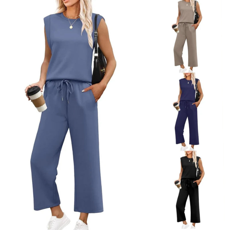 Women's Sleeveless Top & Wide-Leg Pants 2-Piece Set