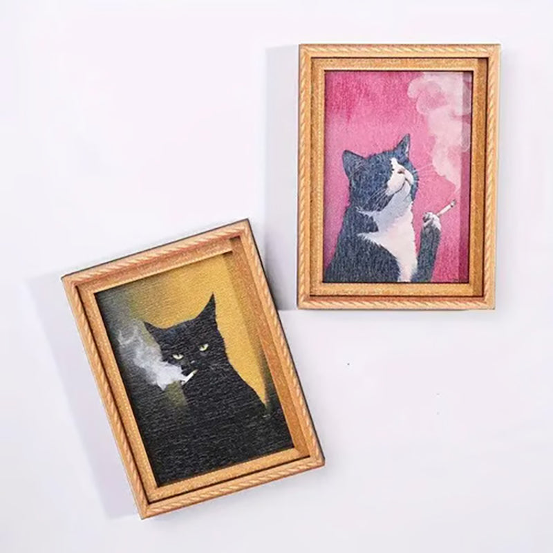 Fun Cat Fridge Magnets – Vintage Art Frame Style(Set of 4)