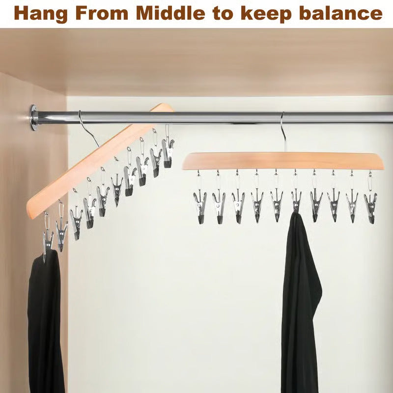 Space-saving multi-hook clothes hanger