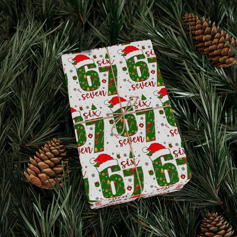 Fun number pattern Christmas gift wrapping paper