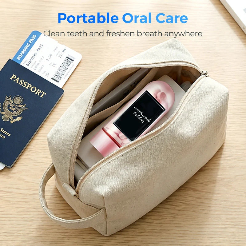 Portable chewable toothpaste tablets