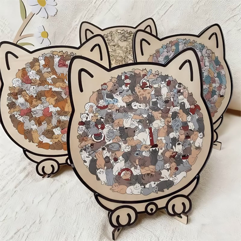🔥🐈135-Piece Wooden Cat Puzzle🐾