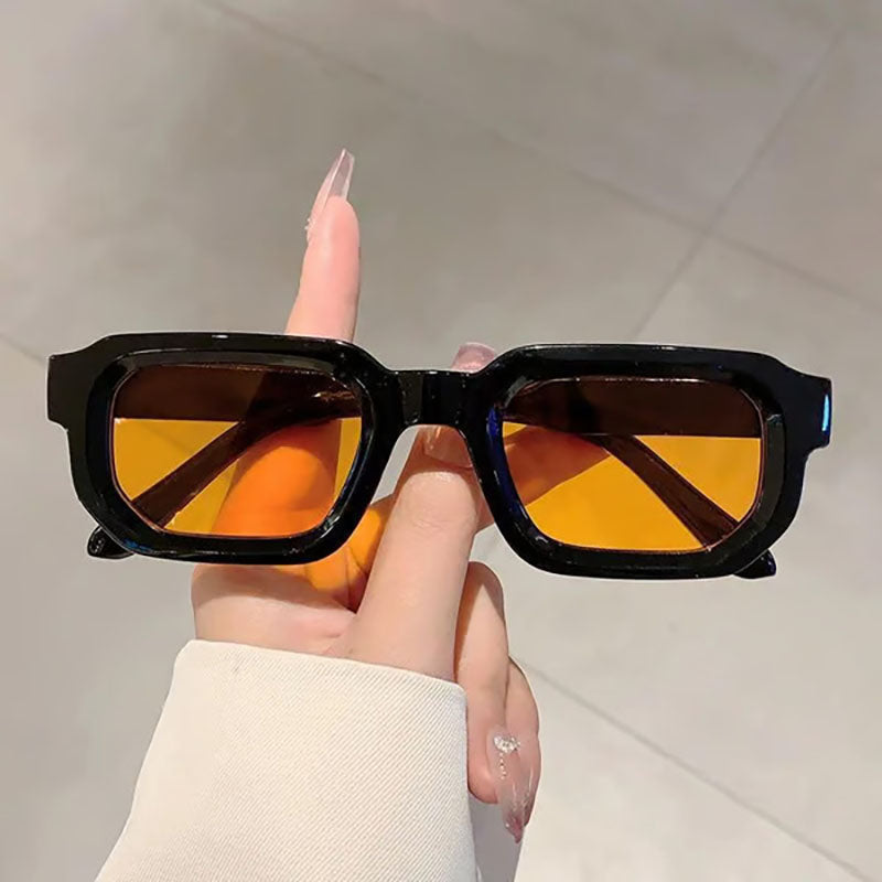 Retro unisex rectangular frame sunglasses with UV400 protection