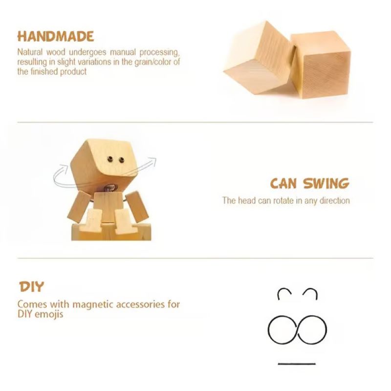 Wooden puppet ornaments with changing expressions