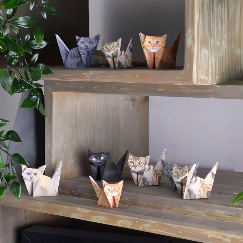 🐱 5-Minute Foldable Paper Cats (50 pcs): No Glue/Scissors Required