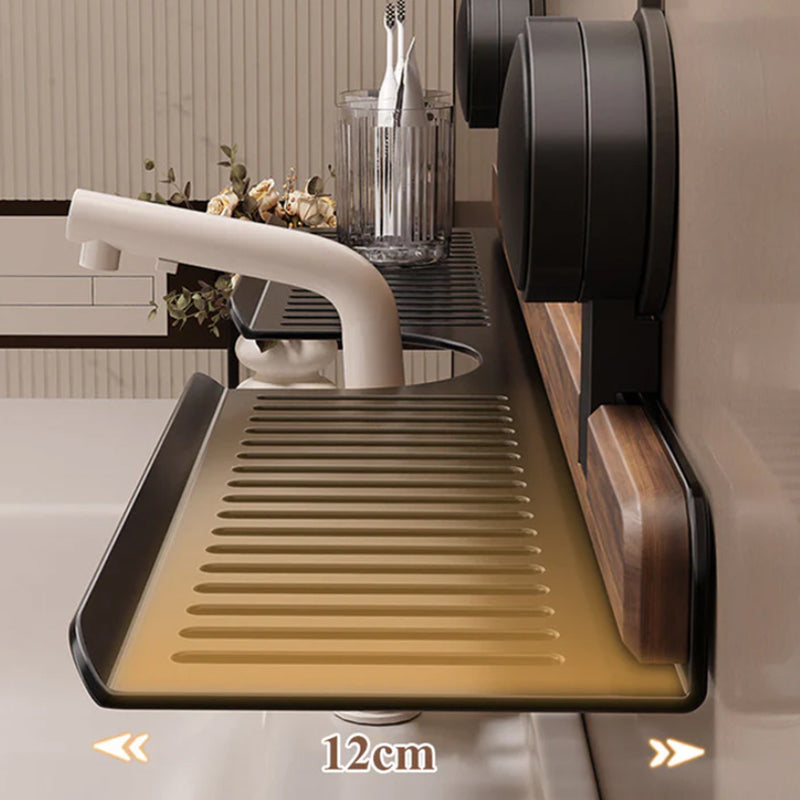 Walnut Suction Cup Bathroom Shelf