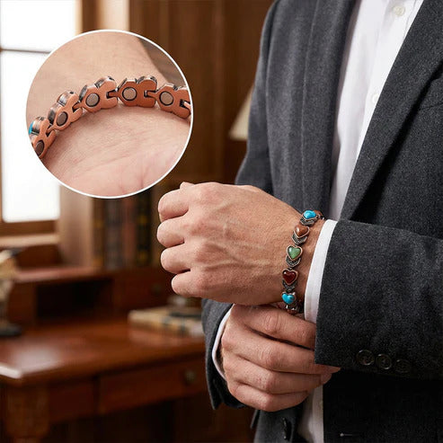 Antique-finish copper-colored magnetic bracelet