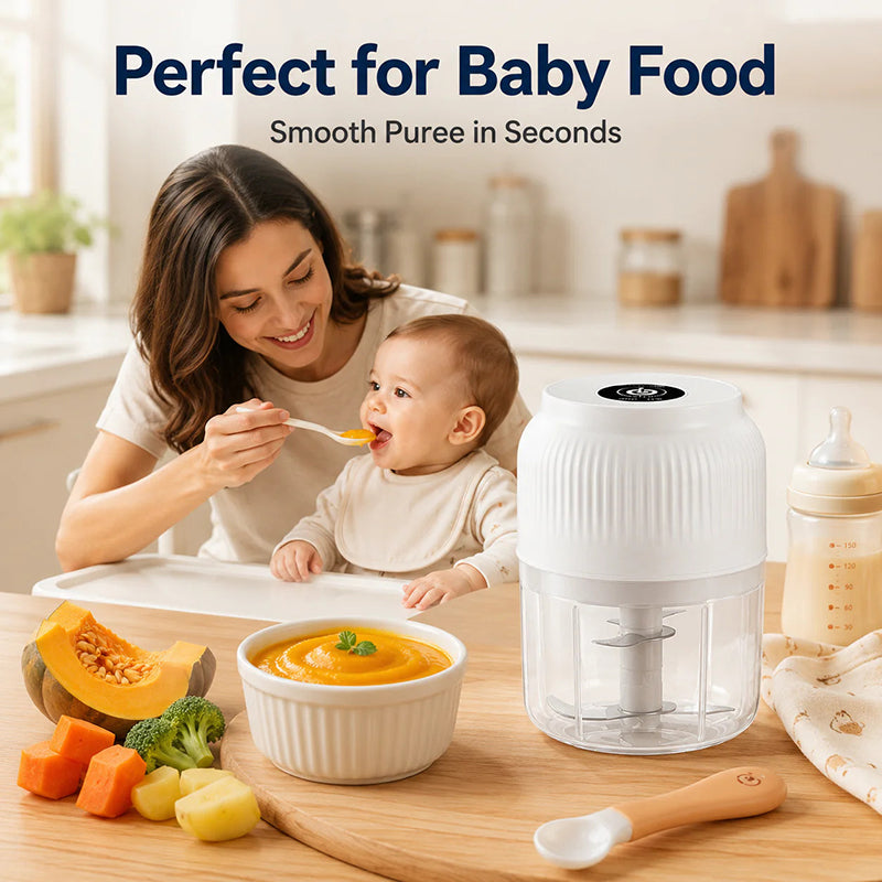 Electric mini-chopper – Prepare garlic and vegetables with a single press