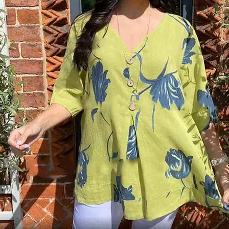 Printed V-neck Tunic Top