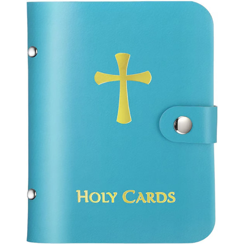 Catholic Leather Card Holder – Pocket-Style Prayer Card Holder with Button