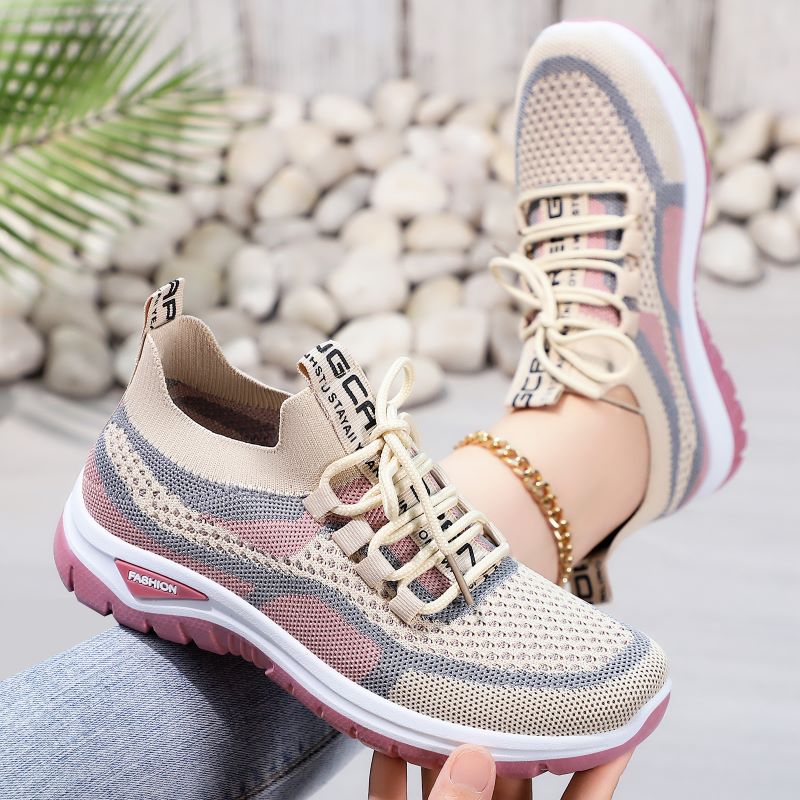 Women's casual shallow lace-up mesh shoes