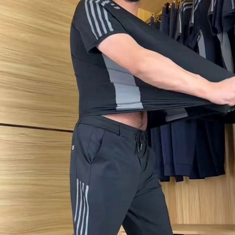 Men's casual sports two-piece short-sleeved trousers