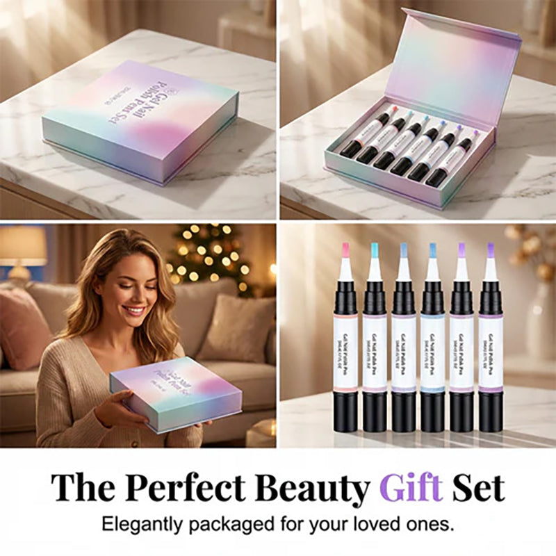 6-Piece No-Base-Coat Gel Nail Polish Pen Set
