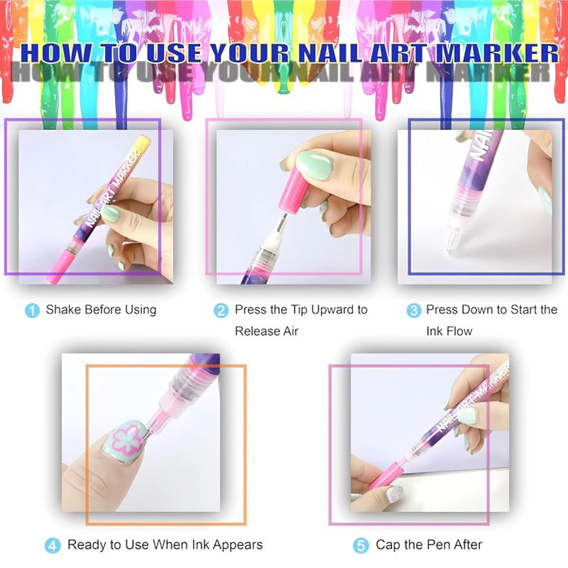⏳12 Pcs Colorful Nail Art Pen Set🎨💅