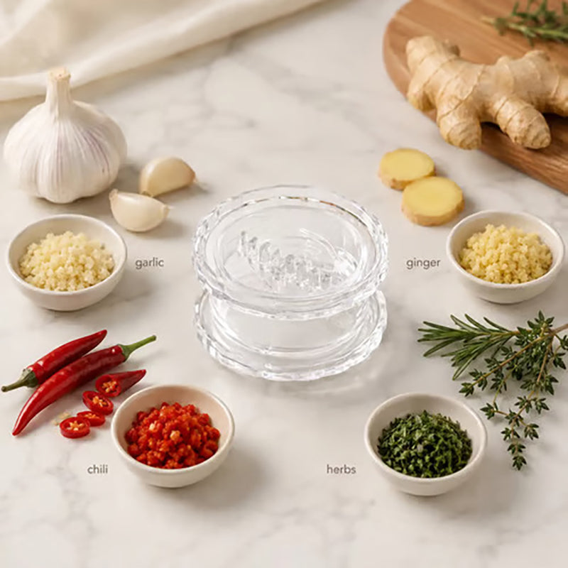 Transparent manual garlic and ginger chopper