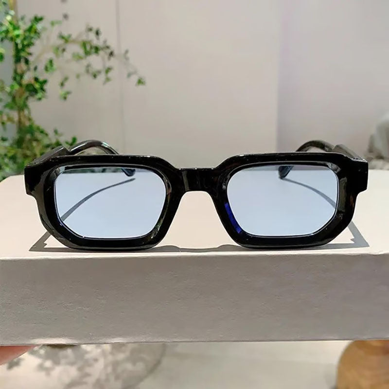 Retro unisex rectangular frame sunglasses with UV400 protection