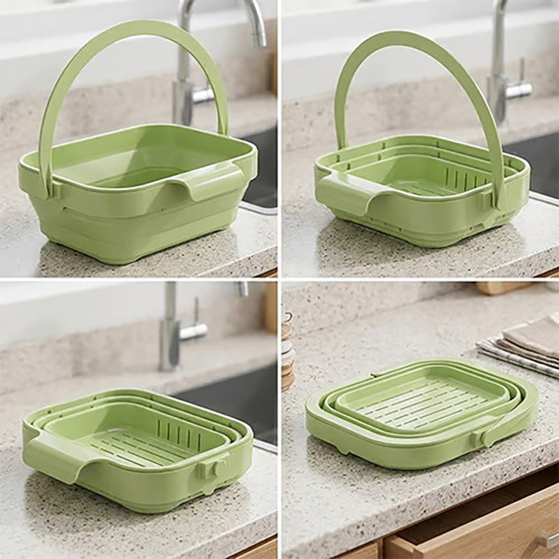 Hangable foldable telescopic drain basket