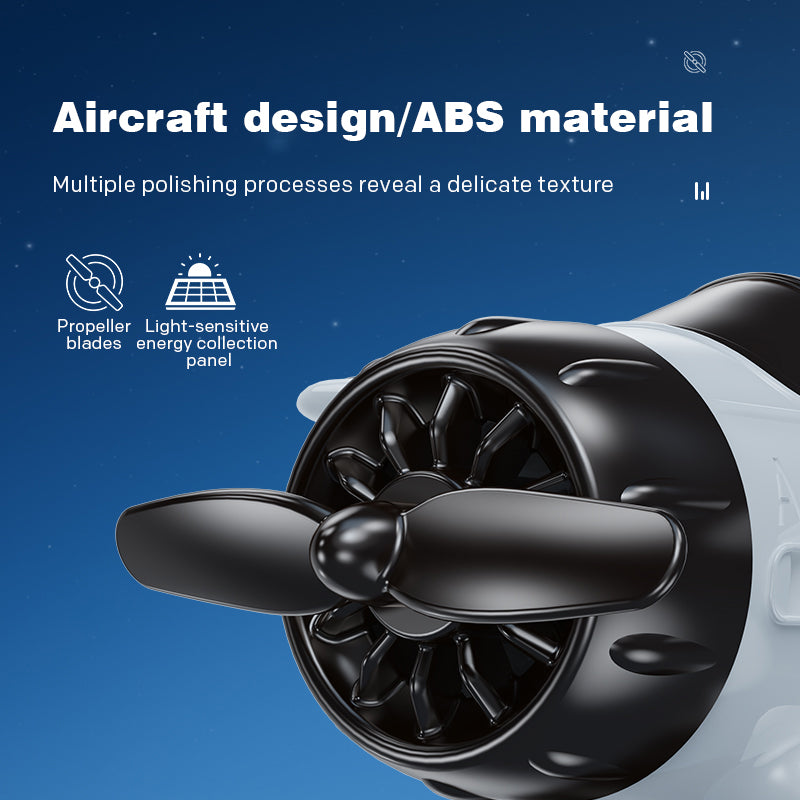 Solar powered airplane shaped car ornaments