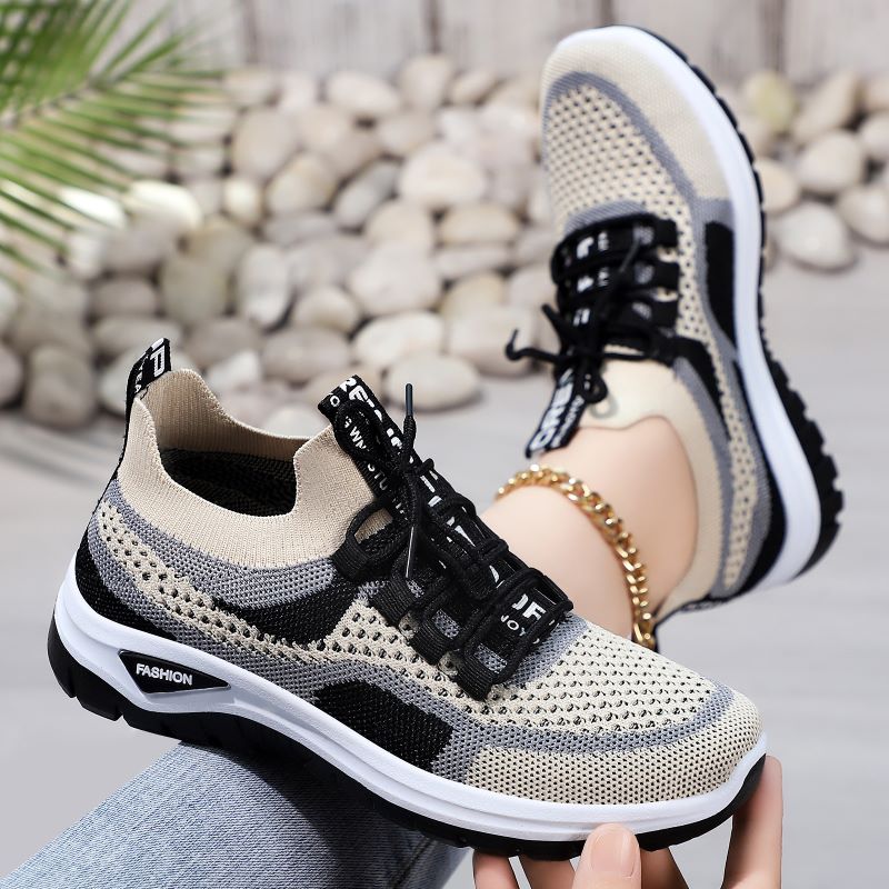 Women's casual shallow lace-up mesh shoes