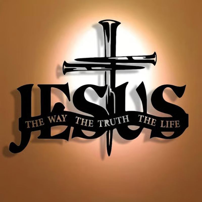 š„Jesus and cross metal silhouette wall decoration