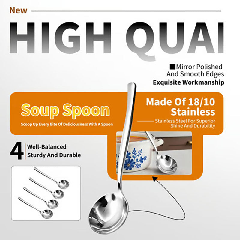 Stainless Steel Spoons (Pack of 4 or 6)