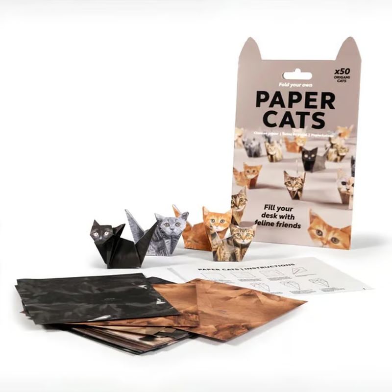🐱 5-Minute Foldable Paper Cats (50 pcs): No Glue/Scissors Required