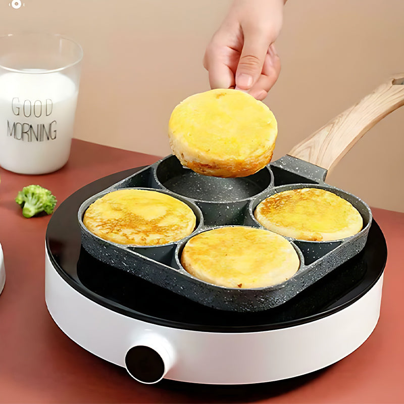 🍳Four-hole egg pan, breakfast omelette household frying pan non-stick pan🥚