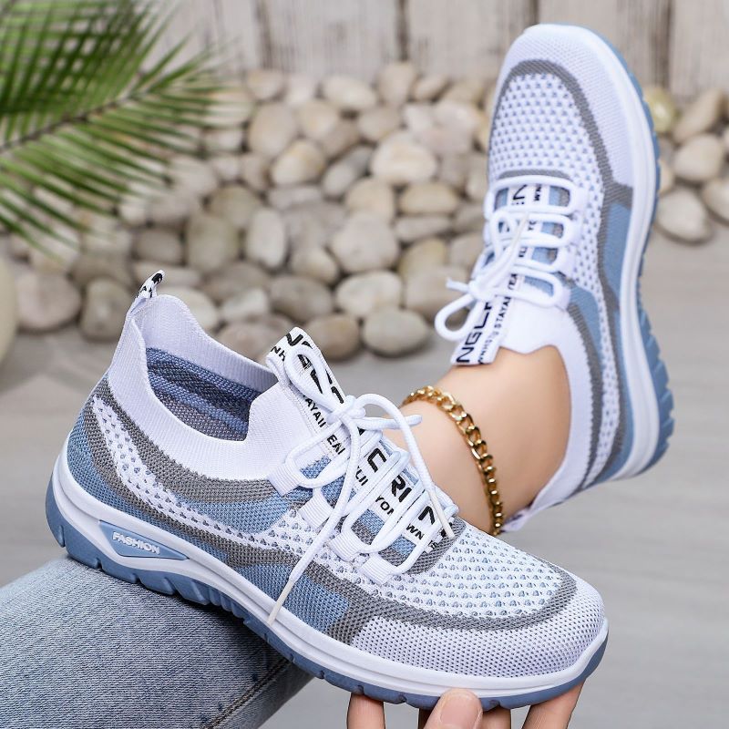 Women's casual shallow lace-up mesh shoes