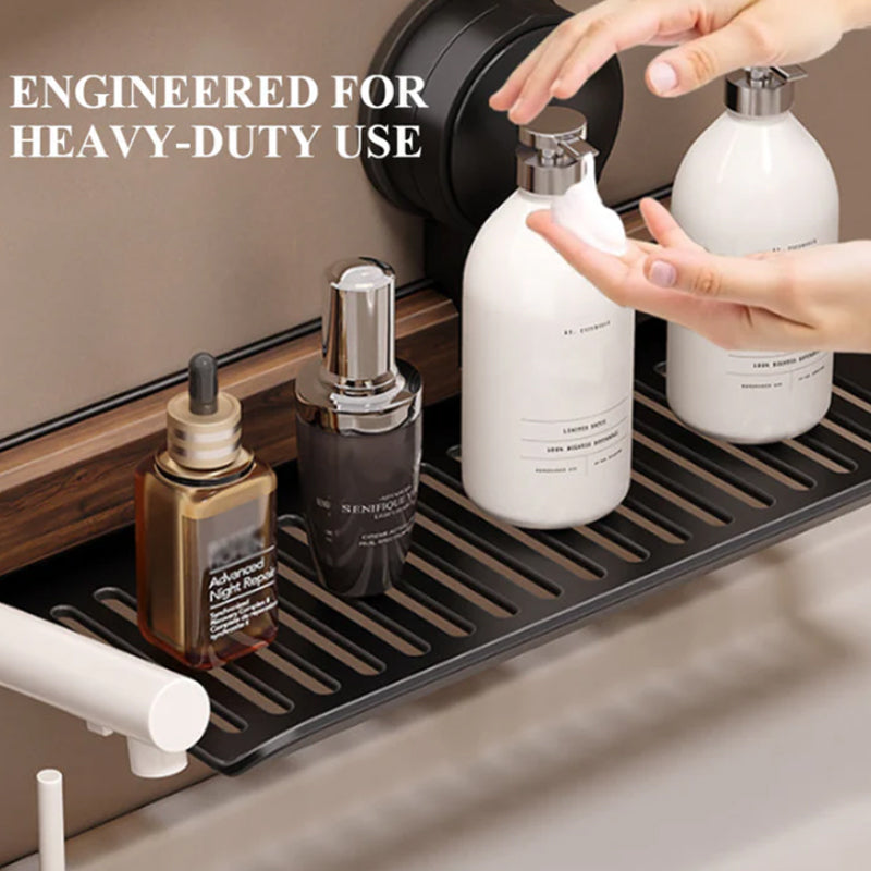 Walnut Suction Cup Bathroom Shelf