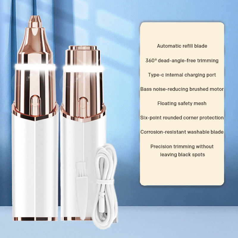 2 In 1 Portable Lipstick Shaped Eyebrow Trimmer