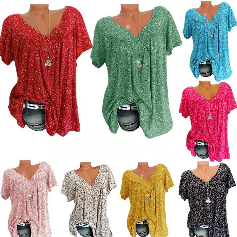 Casual Loose V Neck Short Sleeve Tee Shirt