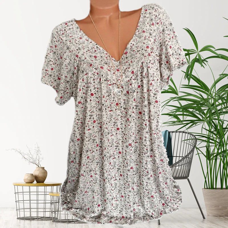 Casual Loose V Neck Short Sleeve Tee Shirt