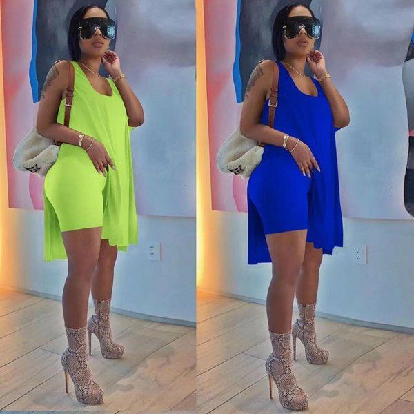 U-neck Sleeveless Dress & Shorts Set