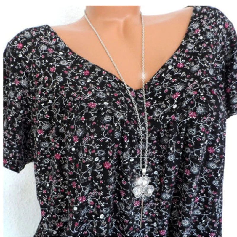 Casual Loose V Neck Short Sleeve Tee Shirt